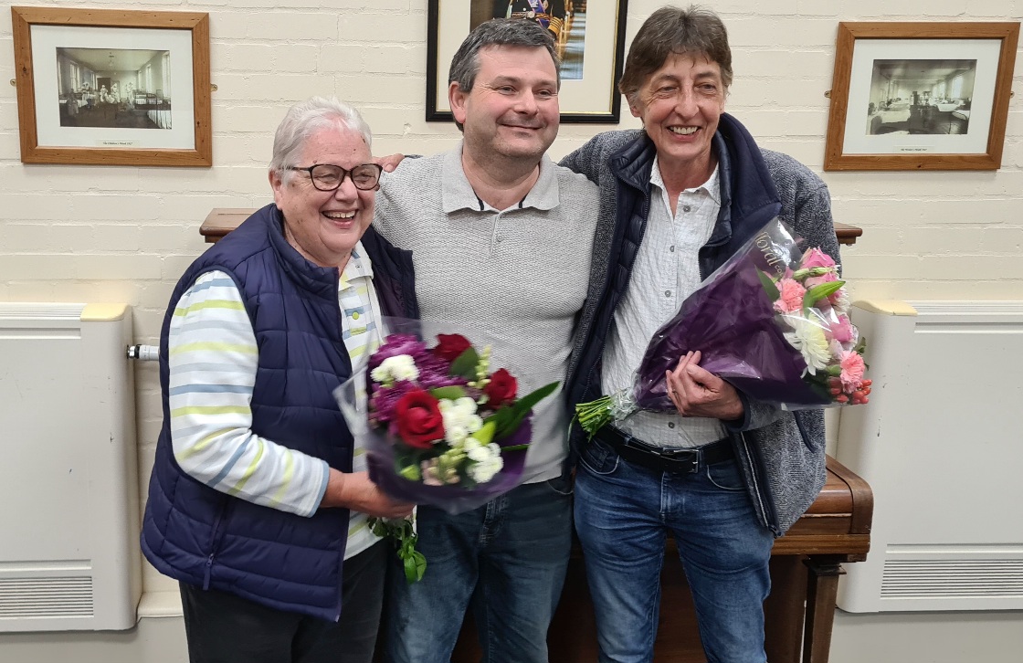 Councillors Susan Mason, Richard Purslow and Claire Wild at their final Parish Council meeting as Councillors.