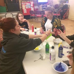 Playing with paints and slime at Youth Club