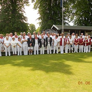 City of Wells & Burnham-on-Sea - 1 June - City of Wells & Burnham-on-Sea before their 100th Anniversary match played on 1st June. The original match was played on 3rd June 1914. The result was a tie - 109 shots each - a perfect result!