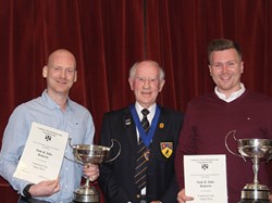 President John Newland with Sam & Jake Roberts, winners of the Cameron Cup, Men's Pairs