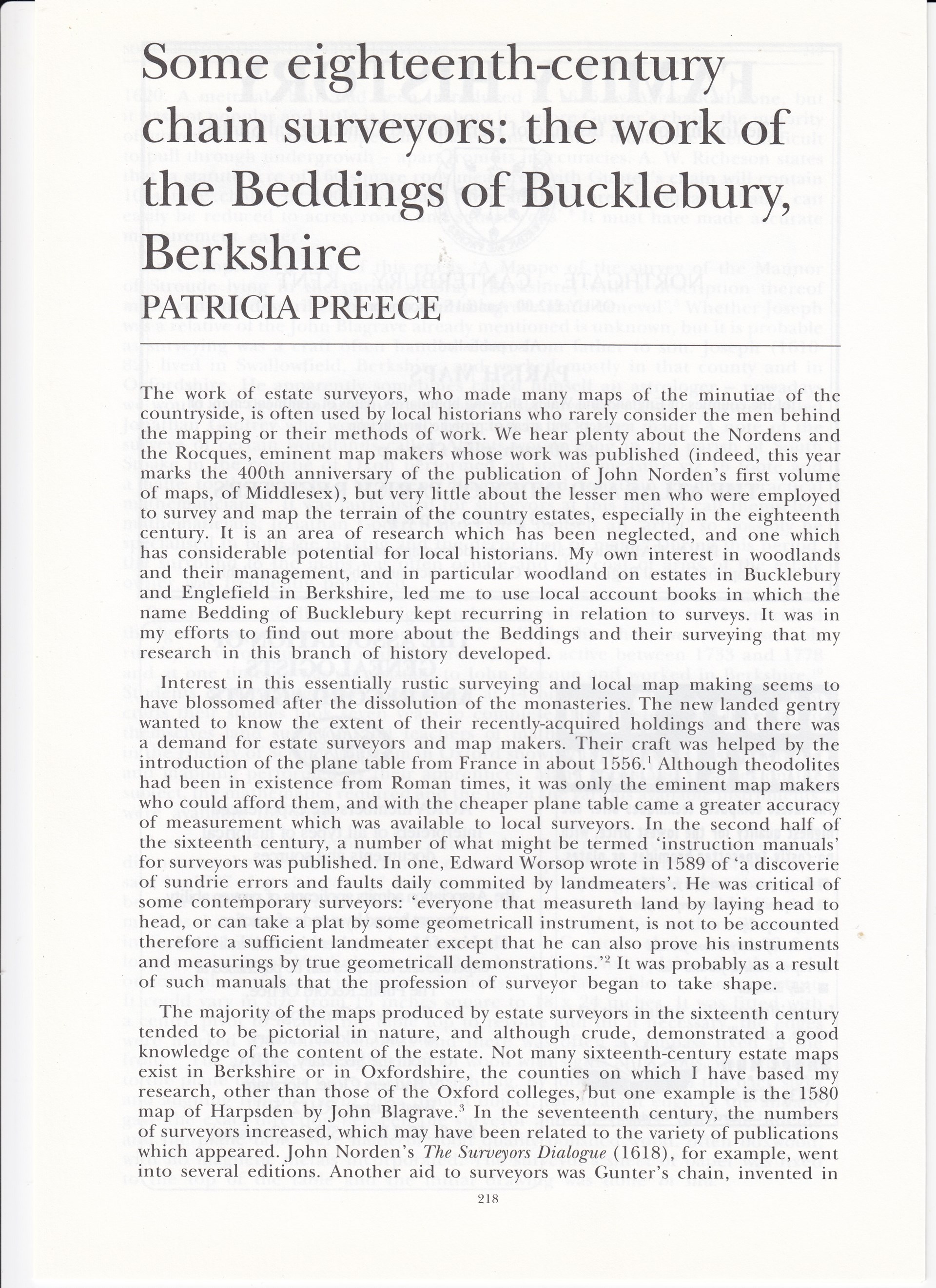 Bucklebury History Group Some eighteenth-century chain surveyors