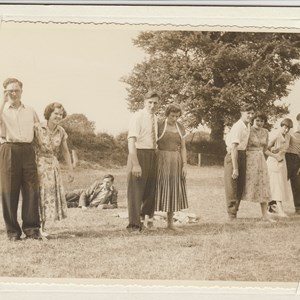 Three legged race at Exbourne Football and Cricket Fete, 1954