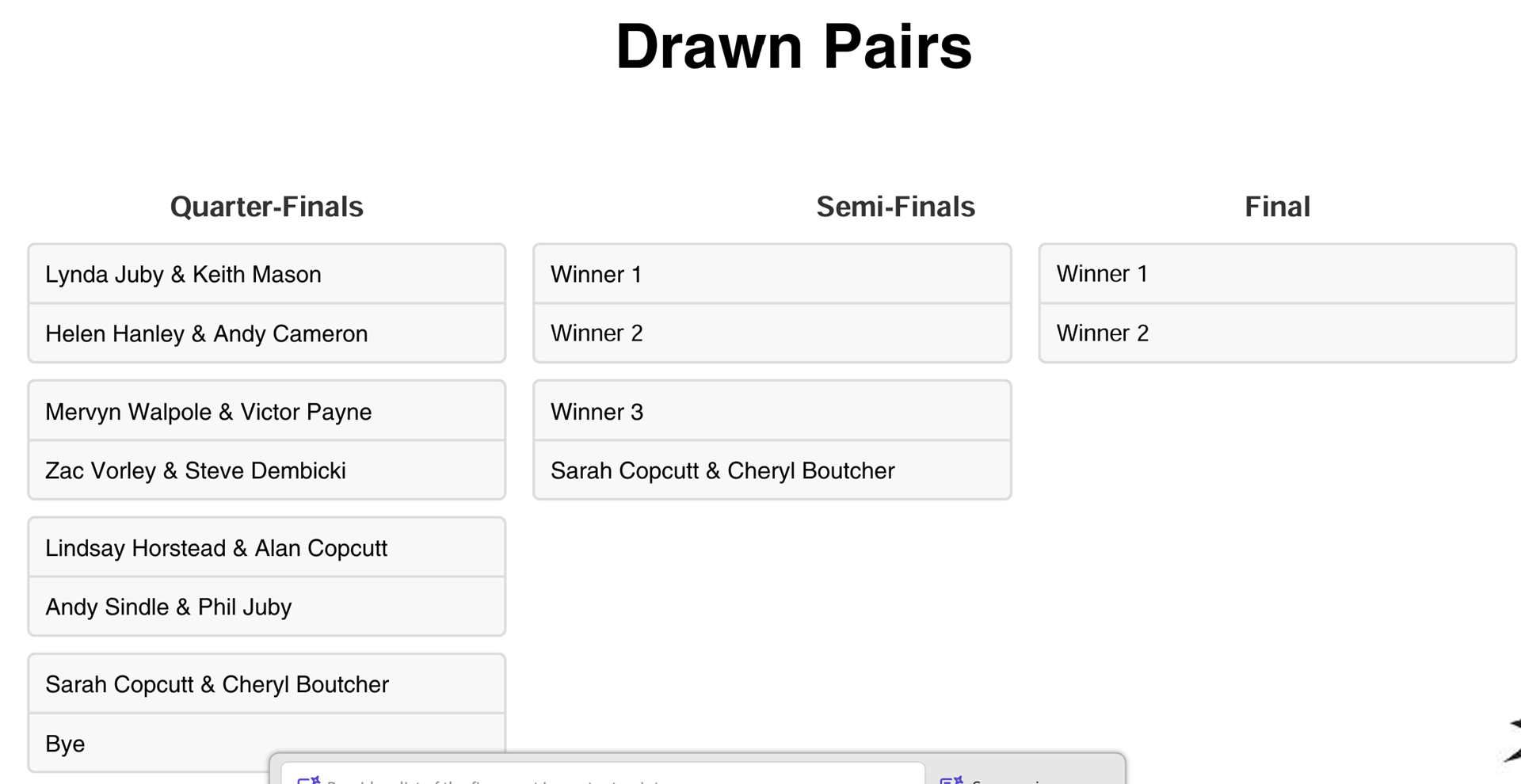 Aldiss Park Bowls Club Internal Competitions '26