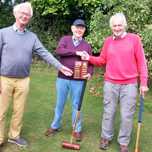 Charles Payne presenting the Croquet Final Award to Jeremy Holder & Mick Summerhayes
