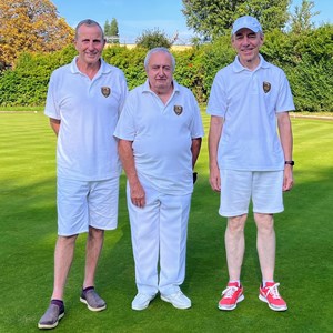Men's Championship: Winner Paul Curran (left), finalist Colin Bailey (right) and marker Dave Spender