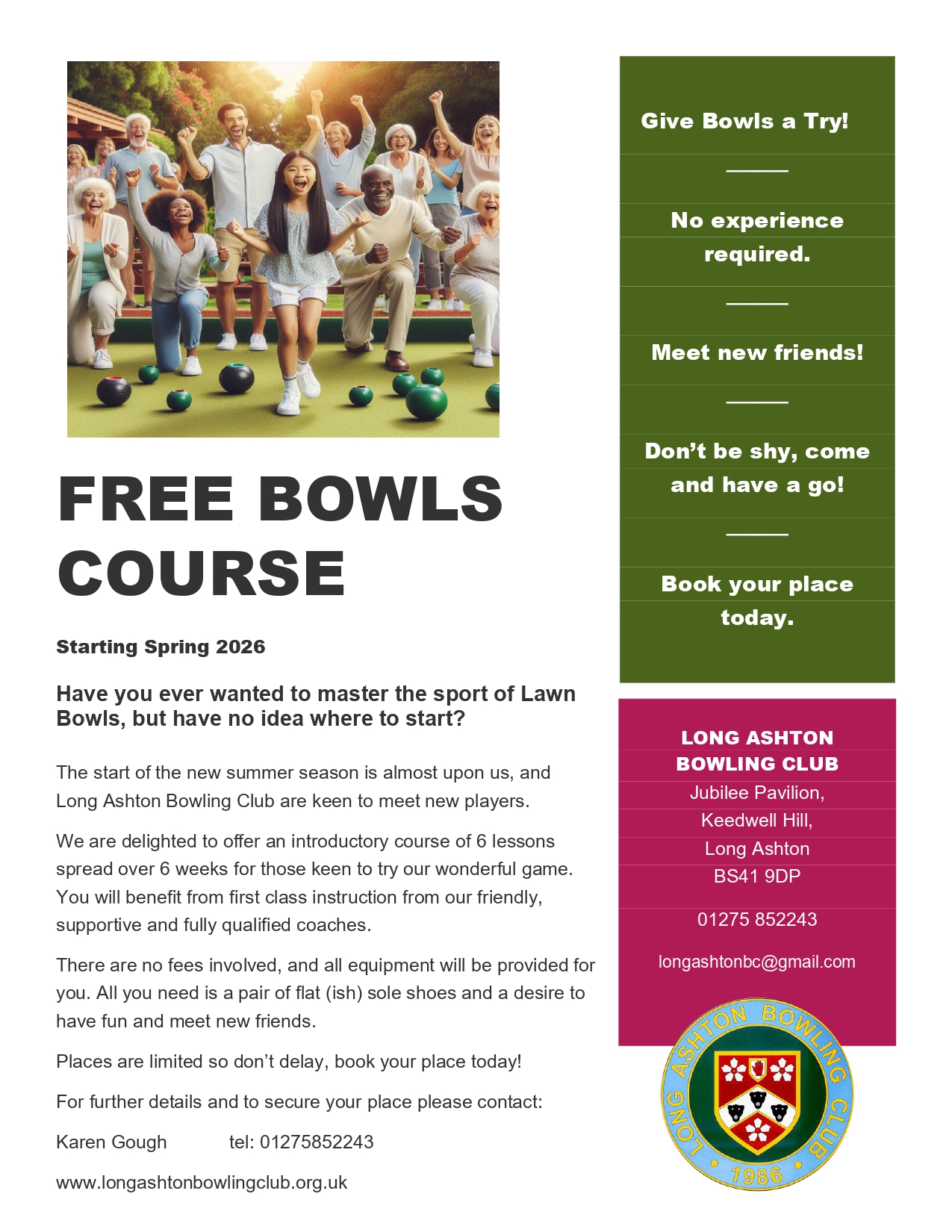 Long Ashton Bowling Club Free Coaching Courses