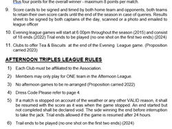 Swindon and District Women's Bowls Association Rules 2025