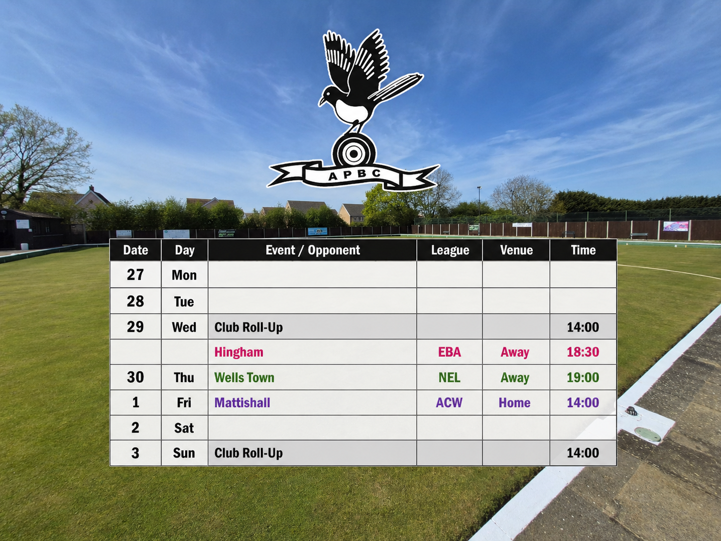 Aldiss Park Bowls Club Home