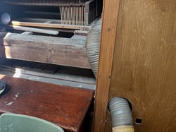 Inside the case during the restoration