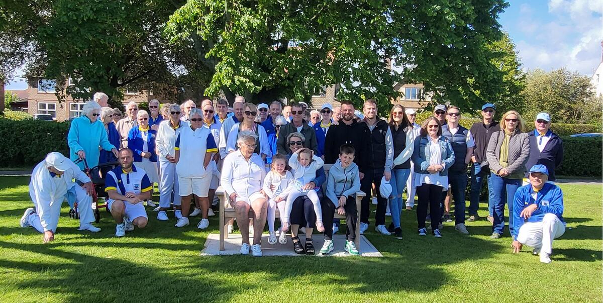 Arthur Denyers Family and Maltravers Members, old and new, around Arthur's Bench