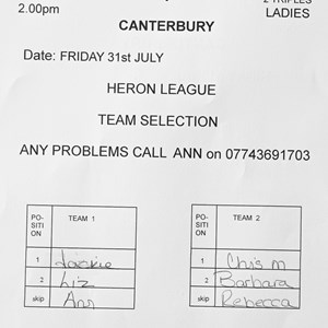Boughton-Under-Blean Bowls Club Team selections