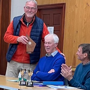 Bob Strover with the Cross-Pennine League Trophy