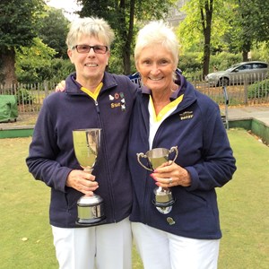 Ladies Champion- Sue Wiseman with runner up Pat Vinten