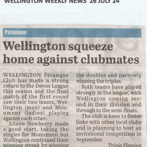 Wellington Pétanque Club Press Cuttings 2024