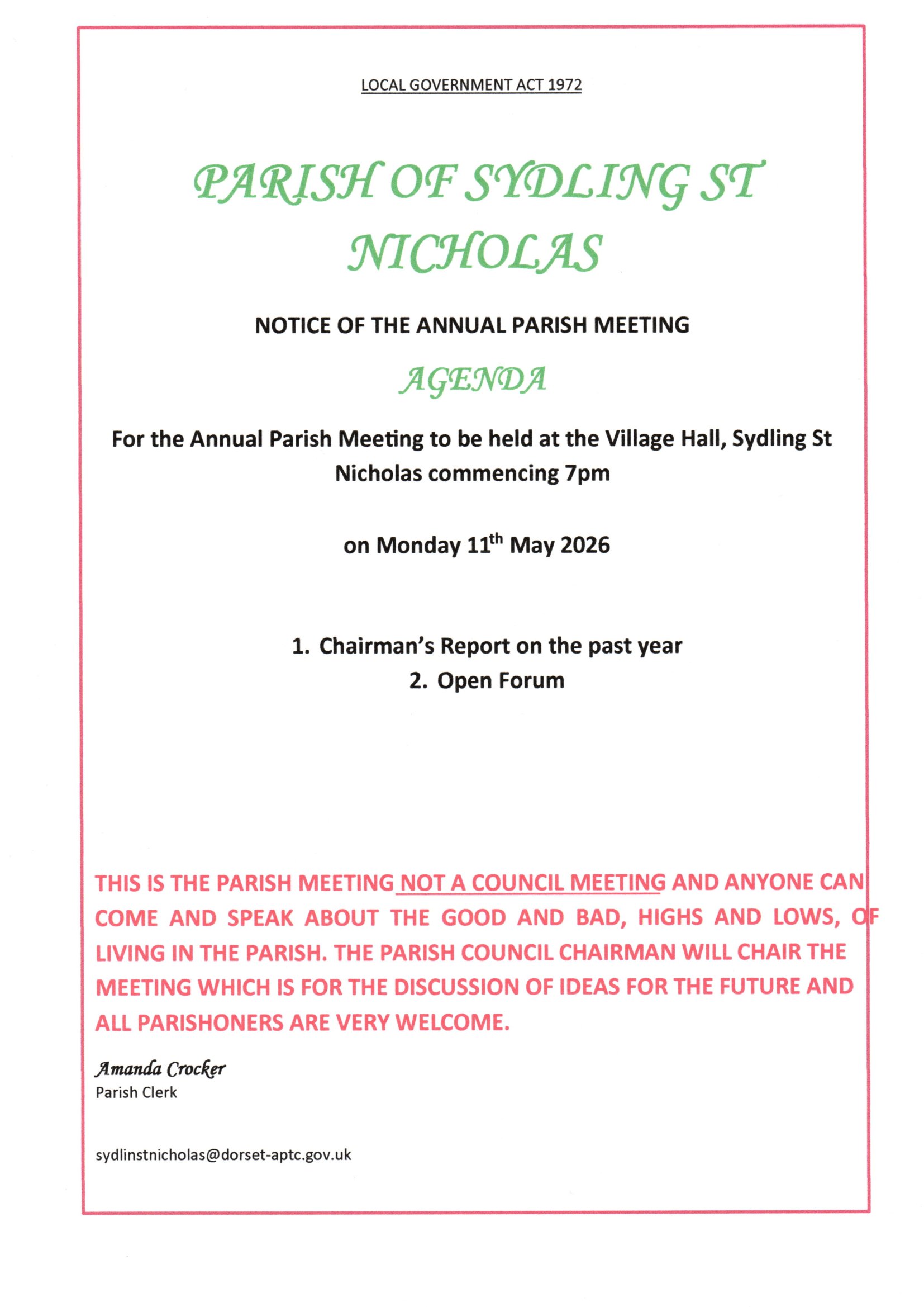 Sydling St Nicholas Parish Council Home