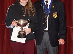 President John Newland with Jodie Gosling  winner of The Berry Cup, Ladies Championship Singles