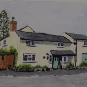 'Whitewashed Cottage' Watercolour by Liz Thomas