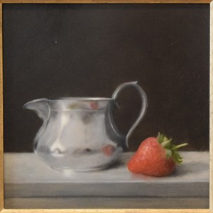 Strawberries and Cream, oil by Joan Rollason
