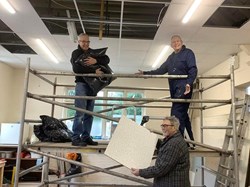 John, Jerry and John installing ceiling tiles