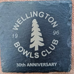 Slate coaster presented to all those who attended the Anniversary Celebration Match