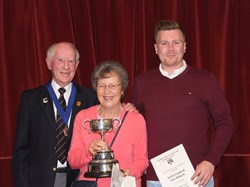 President John Newland with Kath French & Sam Roberts winners of the Kerridge Cup h/c Pairs
