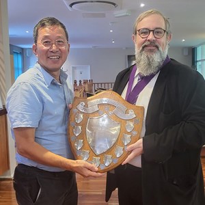 Jimmy Wan accepting the Armstrong Shield for Maltravers