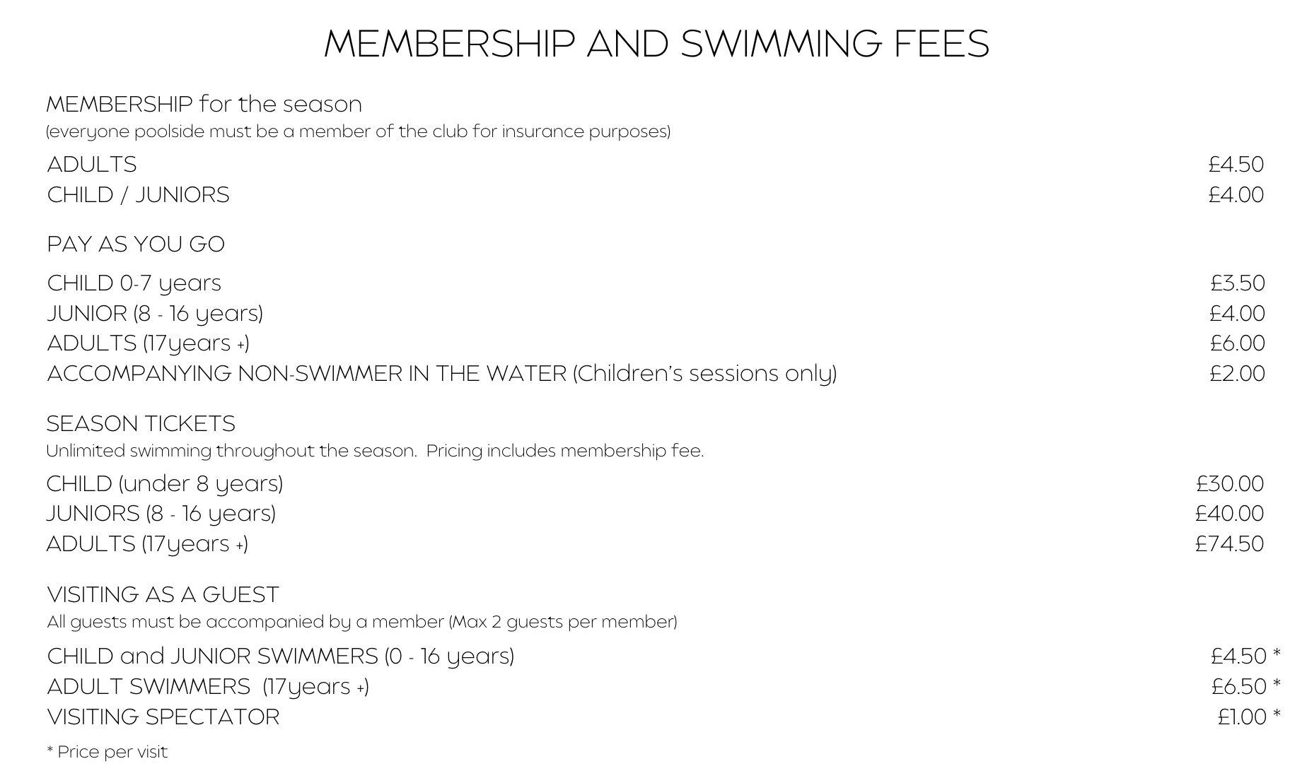 Lordsfield Swimming Club Membership