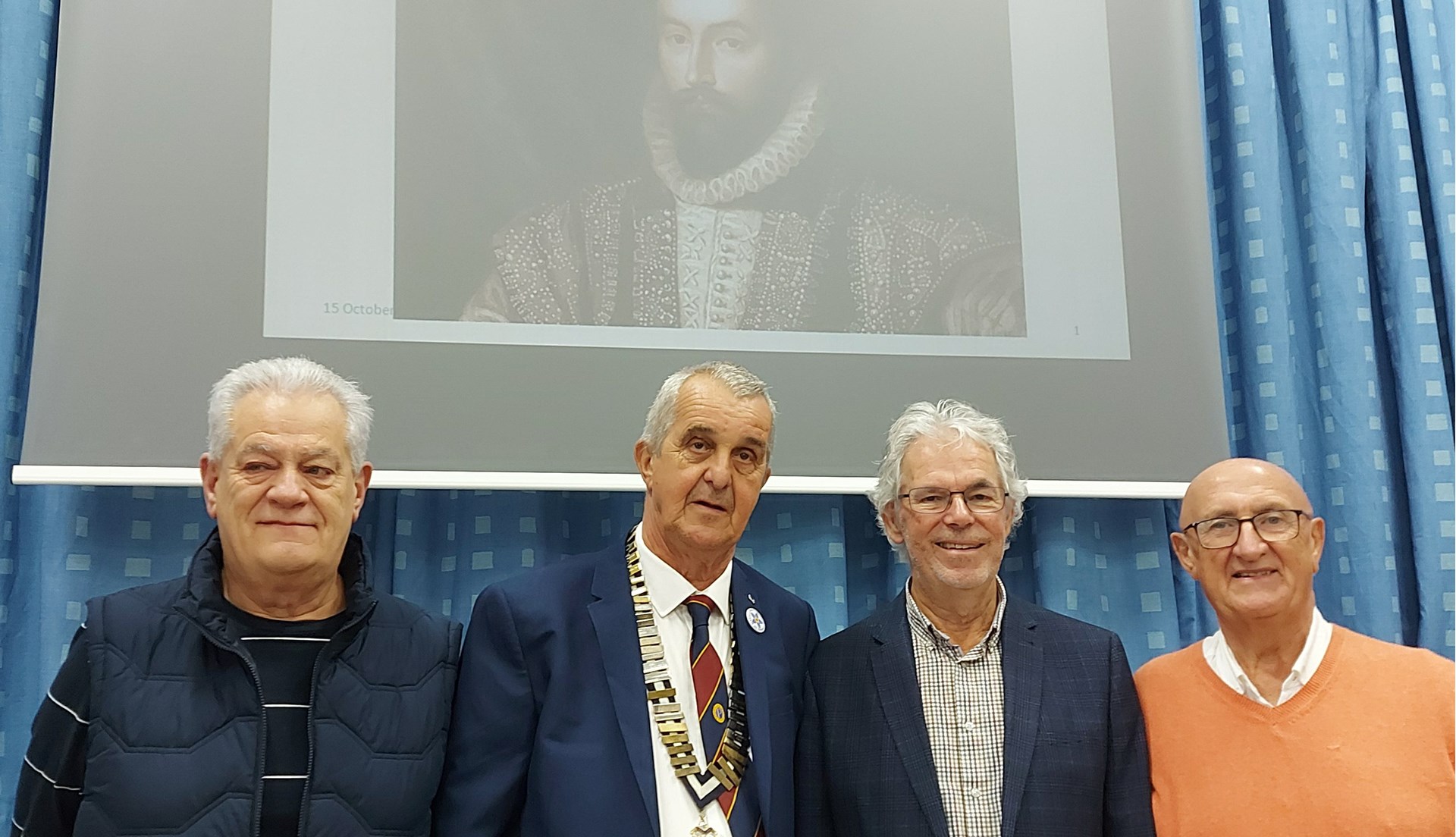 L - T Member Reinhard Schlag, Chairman John Pearce. our speaker Phil Badcott and Speaker Finder Chris Inch