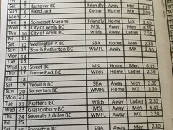 Castle Cary Bowls Club Fixtures 2025