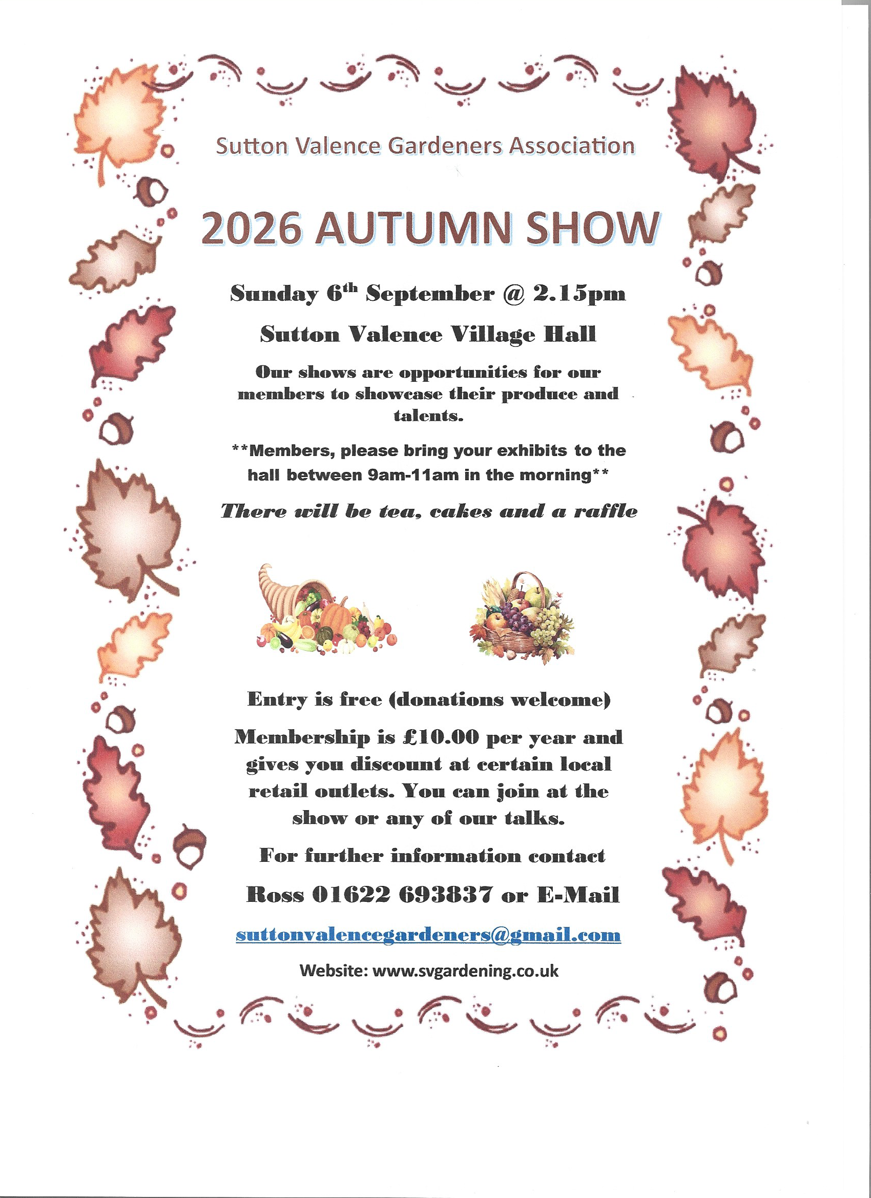 Sutton Valence Gardeners Association The Annual Shows