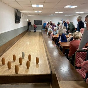 Portable skittles alley in club house