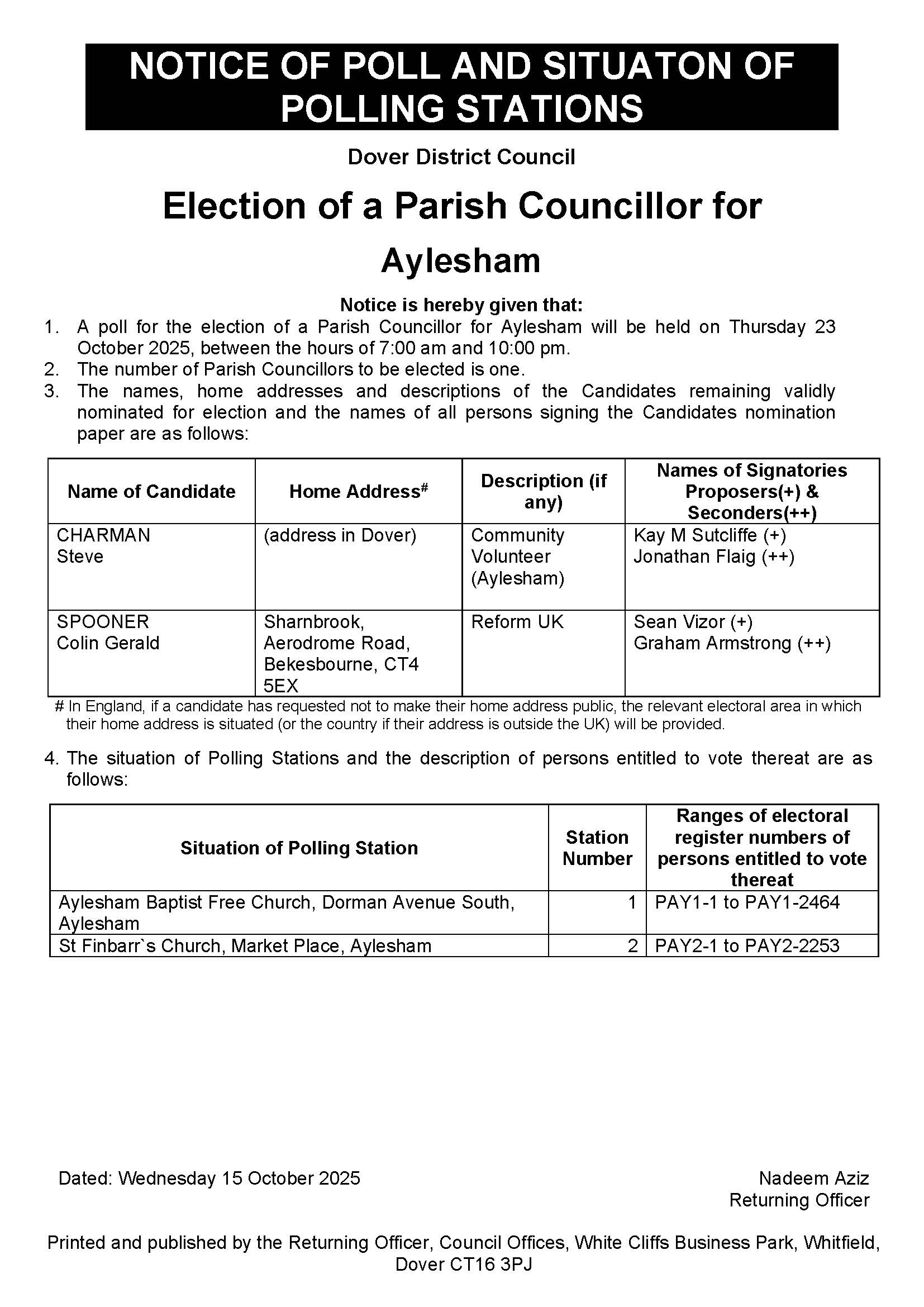 Aylesham Parish Council Home