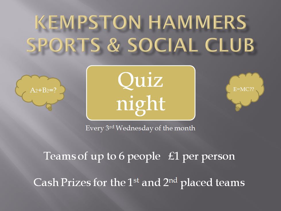 Kempston Hammers Sports & Social Club QUIZ