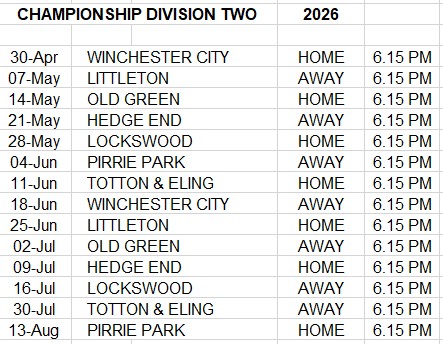 Folland Bowls Club League Fixtures