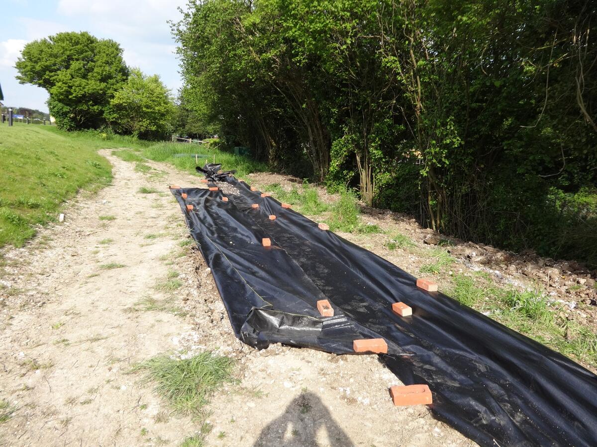 The station area lined with Geotek membrane.