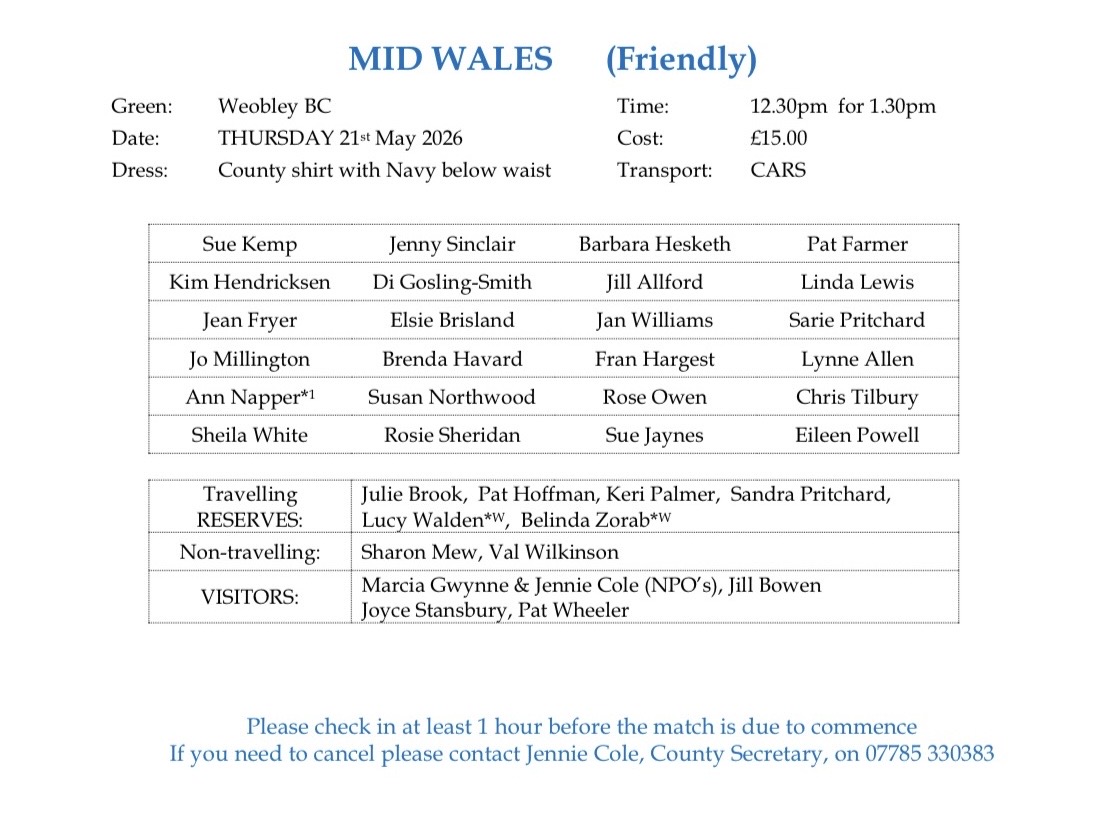 HEREFORDSHIRE LADIES v Mid Wales Home