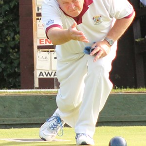 Barry Lambourne in action during the 2 Wood Singles Final
