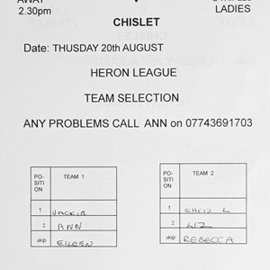Boughton-Under-Blean Bowls Club Team selections