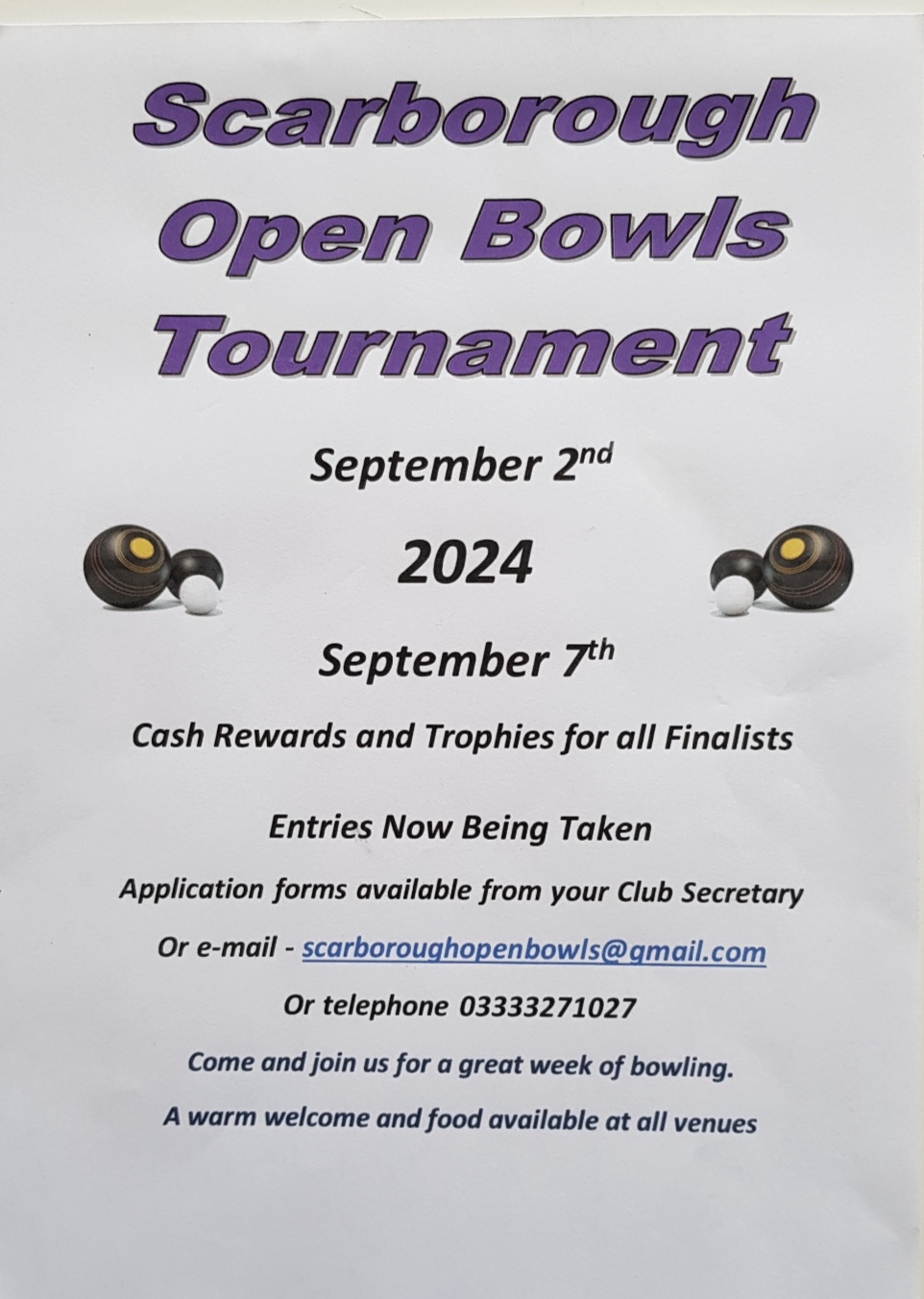 Yorkshire Bowling Association Scarborough Open