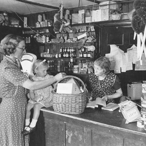 Customer in Mrs Spriggs village shop