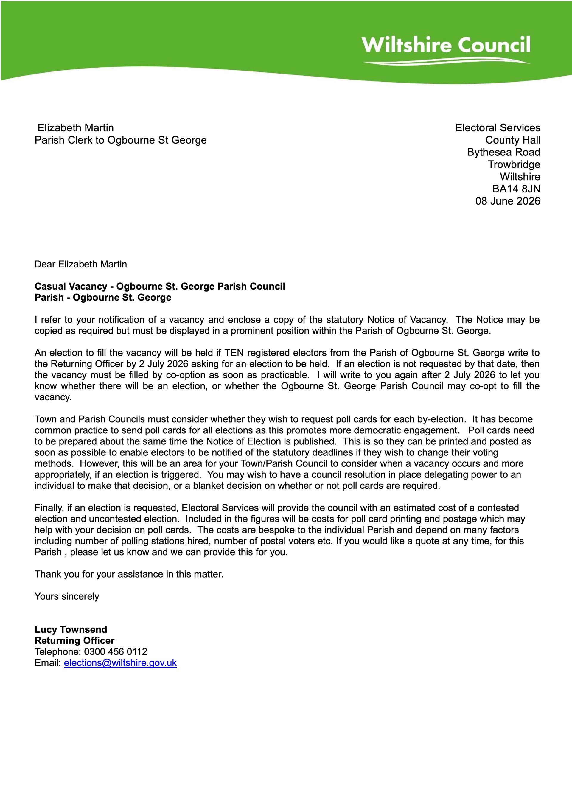 Ogbourne St George Parish Council Home