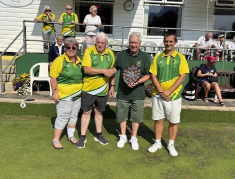 Les Manwaring, Marie Wright and Shaun Tealey, winners of the 2025 Westbrook League Gala Day held at Salisbury Bowls Club 0n Sunday 17th August