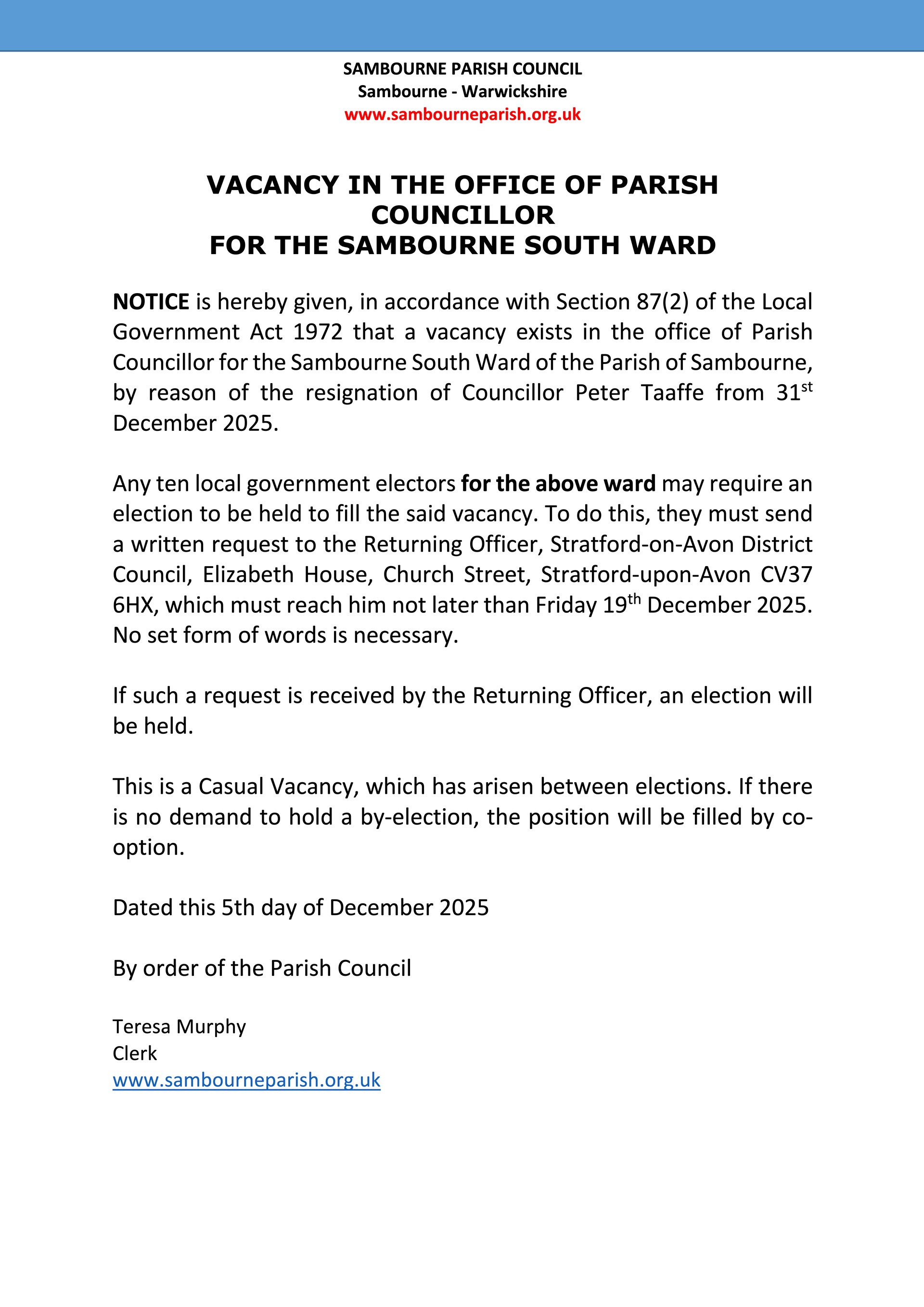 Sambourne Parish Council Home