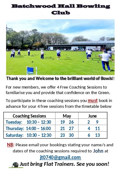 Batchwood Hall Bowling Club Home