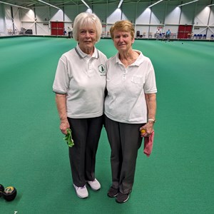 Indoor Ladies Pairs Champions, Pat Powell and Sue Kemp.