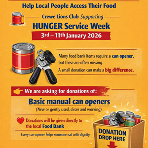 Crewe Lions Club Lions service week - Hunger
