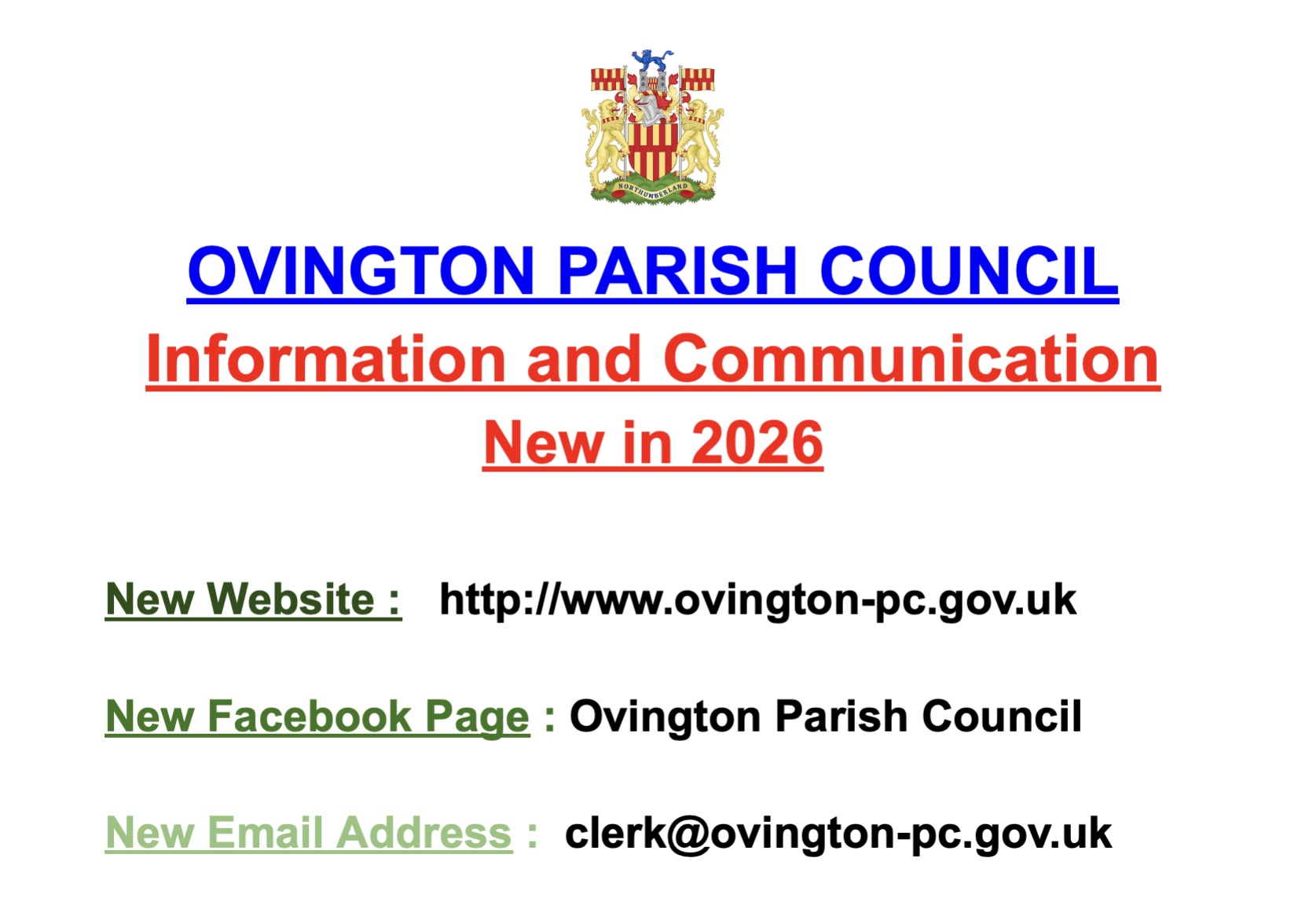 Ovington Parish Council News
