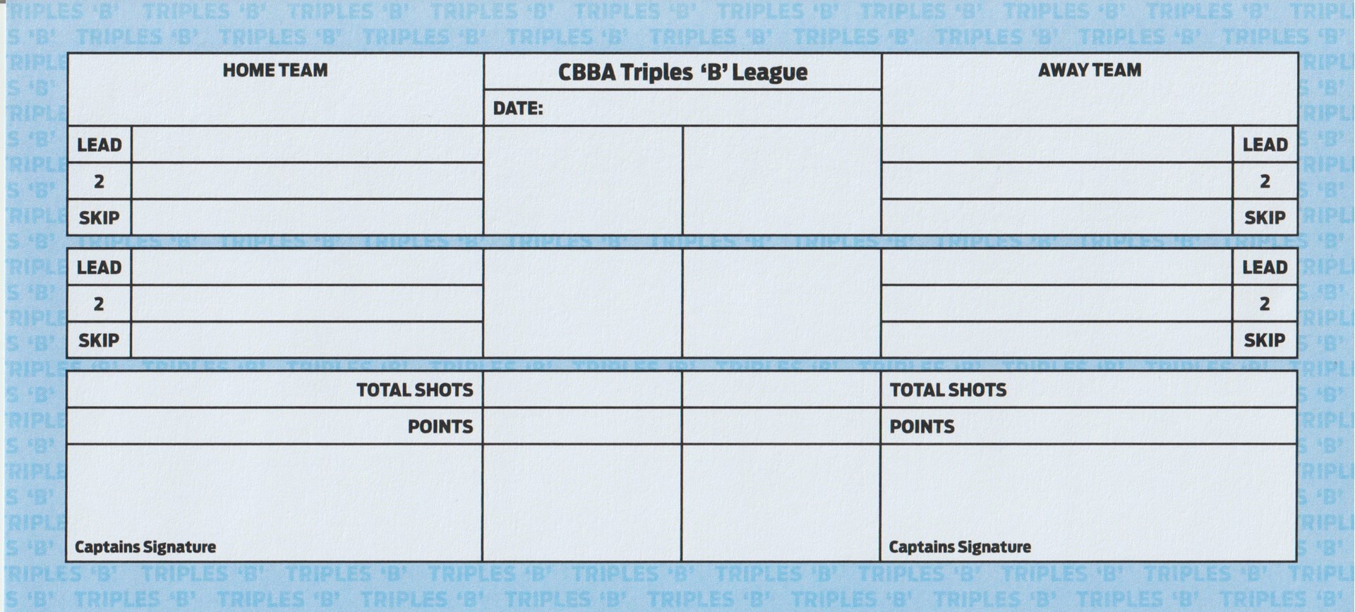 Colchester Borough Bowling Association CBBA 2025 Triples B-Division
