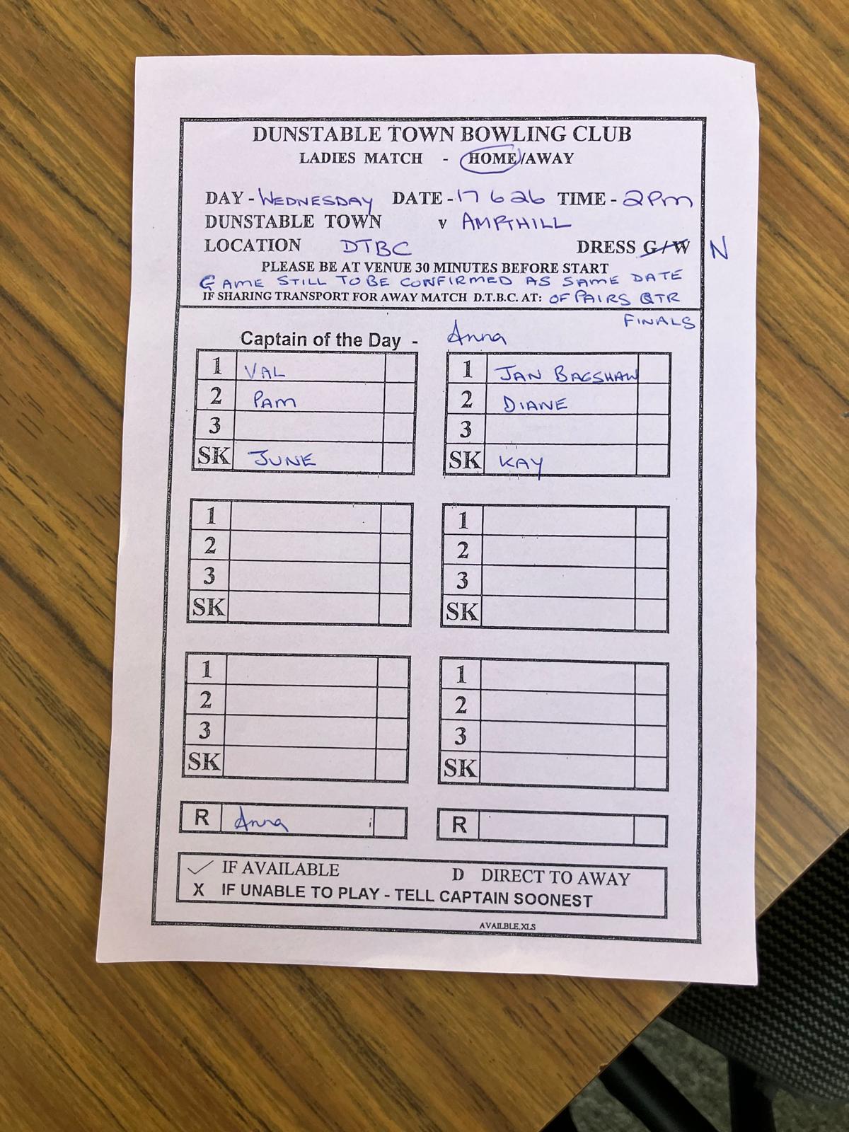 Home v Ampthill 17/6/26 Ampthill