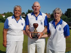 Winners of Cameron Trophy 2019 L -R,Janet and Arthur Denyer with April Mitchell